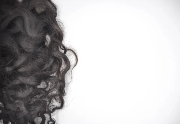 Dark Brown Curly Hair White Background — Stock Photo, Image