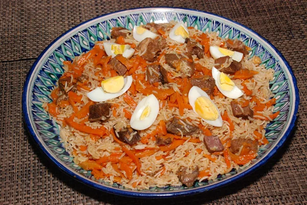 Arroz Con Carne Zanahoria Verduras Huevos Parte Superior También Llamado —  Fotos de Stock