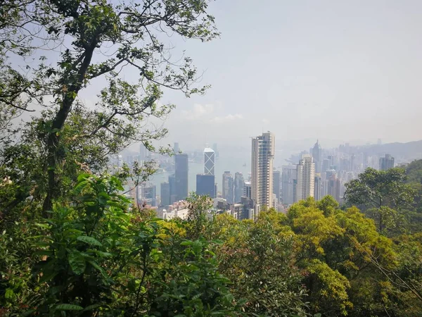 Uitzicht Hong Kong Vanaf Het Peak Victoria Lente — Stockfoto