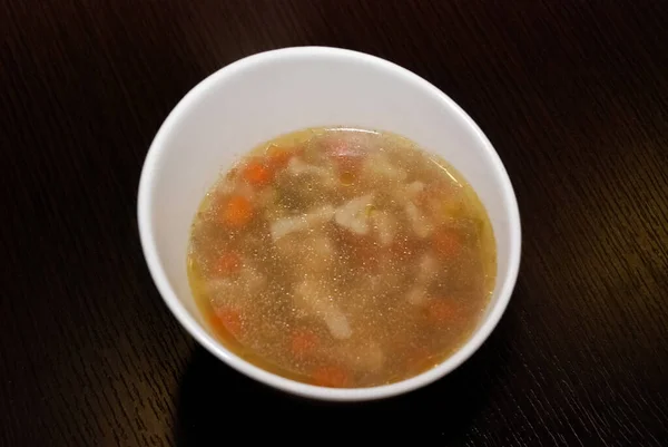 Vegetable Soup Served White Bowl Top View — Stock Photo, Image