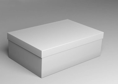 Gri arka plan 3B işleme üzerinde ambalaj kutusu gri