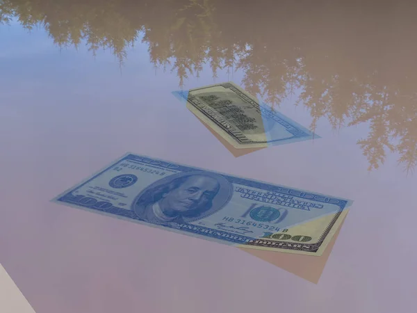 Χρήματα στο νερό 3D απόδοση — Φωτογραφία Αρχείου
