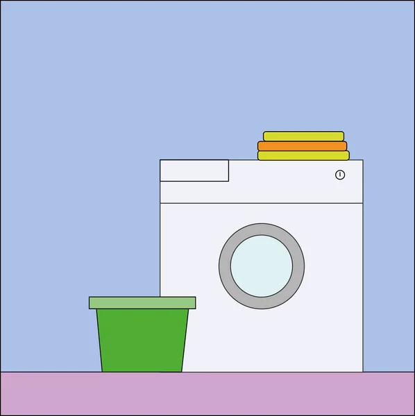 Logo de nettoyage à sec avec machine à laver — Image vectorielle