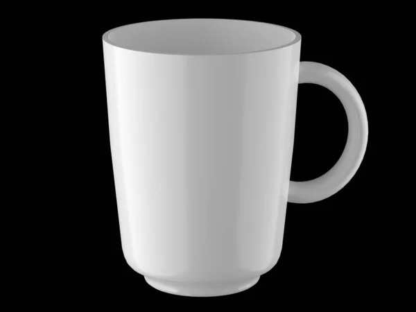黒い背景3Dレンダリングに白い背の高いマグカップ — ストック写真
