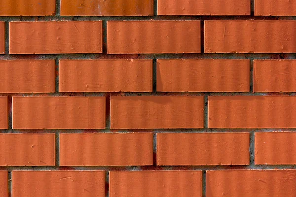 Rode Baksteen Muur Achtergrond Hard Zonlicht Closeup — Stockfoto