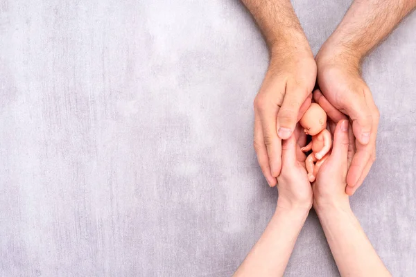 Deseo Quedar Embarazada Sueño Convertirse Mamá Papá Niño Juguete Manos — Foto de Stock