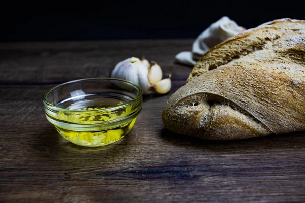 Chleb Oliwą Czosnkiem — Zdjęcie stockowe