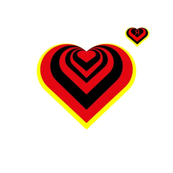 ロゴ中心黒赤色の Yandex Beautiful ハート — ストックベクタ