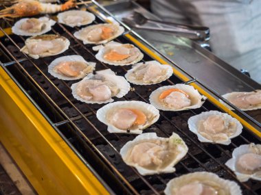 Barbekü Izgara yemek seafood, ızgara tarak.