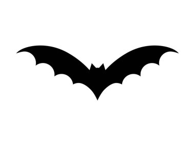 Yarasa vektör Illustration. Siyah renkte Cadılar Bayramı korkunç yarasa. Grafik simgesi veya baskı, beyaz arka planda yalıtılmış.