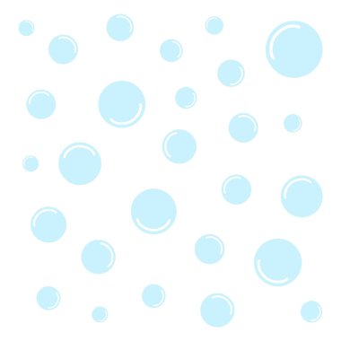 Açık mavi su kabarcıklar, vektör illüstrasyon Doodle çizim ayarlayın. Beyaz arka planda izole mavi kabarcıklar.