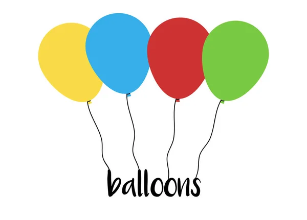 Ballons Colorés Mignons Avec Écriture Dessin Illustration Vectorielle Icône Dessin — Image vectorielle