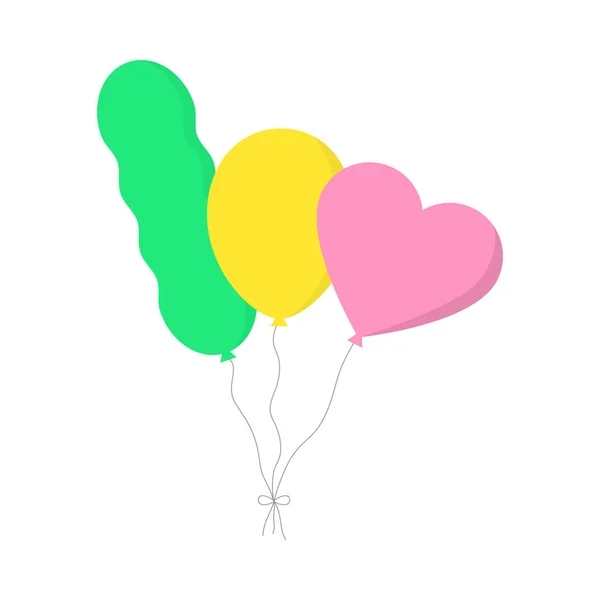 Bunte Luftballons Mit Schatten Die Mit Einer Schnur Zusammengebunden Sind — Stockvektor