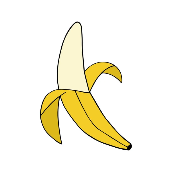 Doodle Geschälte Bananen Vektor Illustration Zeichnung Isoliert Auf Weißem Hintergrund — Stockvektor