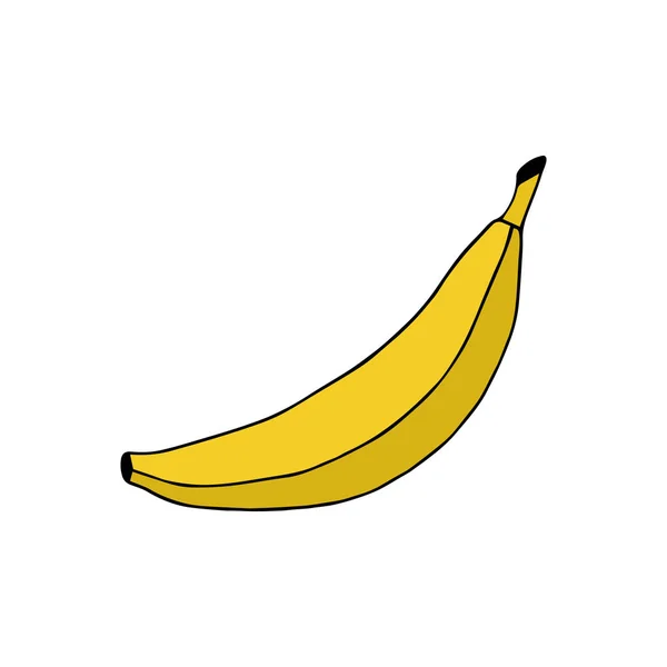 Desenho Ilustração Vetorial Banana Doodle Isolado Fundo Branco Etiqueta Banana — Vetor de Stock