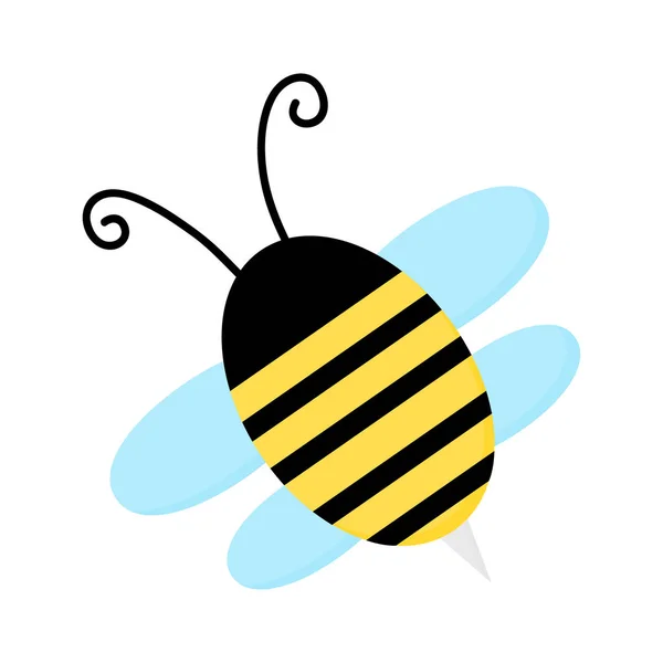 かわいい蜂の昆虫ベクターグラフィックアイコン 黒い縞と水色の羽のついた黄色い蜂 春の昆虫のイラスト — ストックベクタ