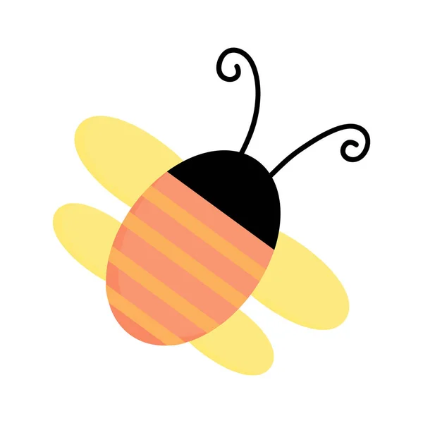 Cute Bee Bug Owadów Wektor Graficzny Ikona Pomarańczowy Bug Paskami — Wektor stockowy