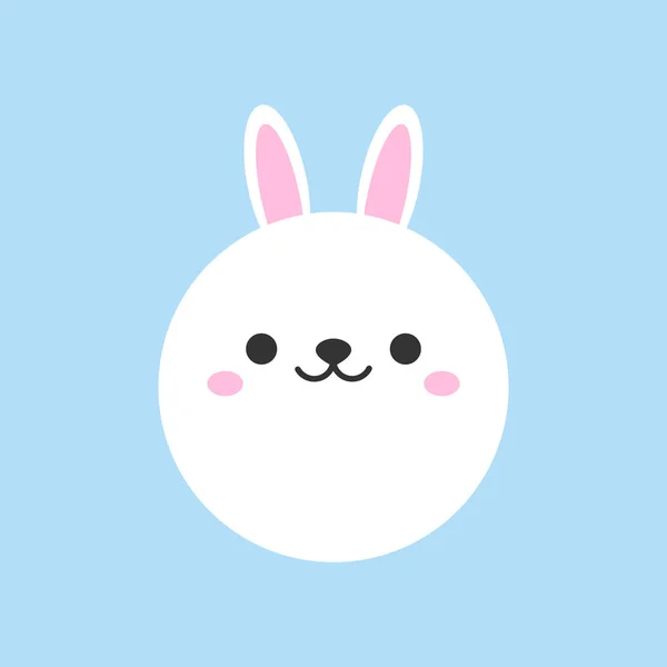 Niedlichen Hasen Runde Vektorgrafik Symbol Weißer Kaninchentierkopf Gesichtsabbildung Isoliert Auf — Stockvektor