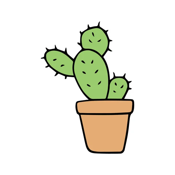 Lindos Pequeños Cactus Maceta Naranja Beige Ilustración Vectorial Dibujo Dibujos — Vector de stock