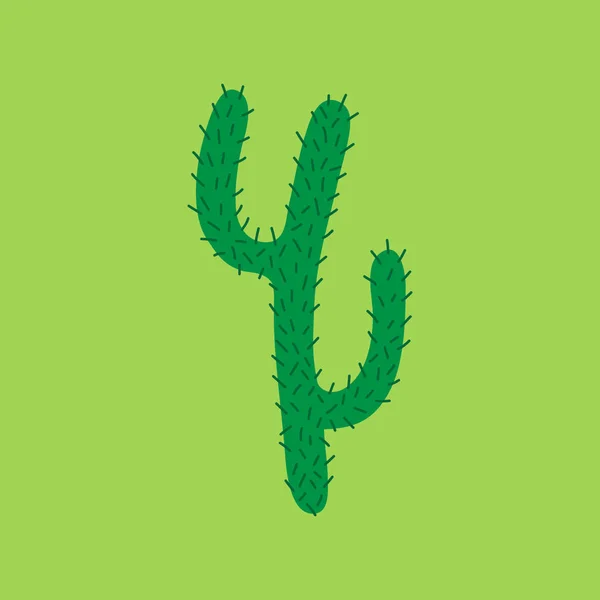 Söt Handritad Kaktus Vektor Illustration Grön Mexikansk Öken Kaktus Med — Stock vektor