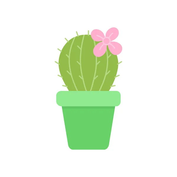 Cactus Lindo Maceta Verde Ilustración Del Vector Suculenta Aislada Con — Vector de stock