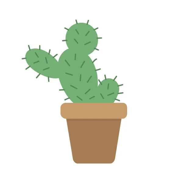 Lindo Cactus Maceta Marrón Ilustración Vectorial Icono Aislado Suculento Web — Vector de stock