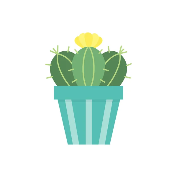 Lindo Cactus Maceta Azul Con Patrón Ilustración Vectorial Suculenta Aislada — Vector de stock