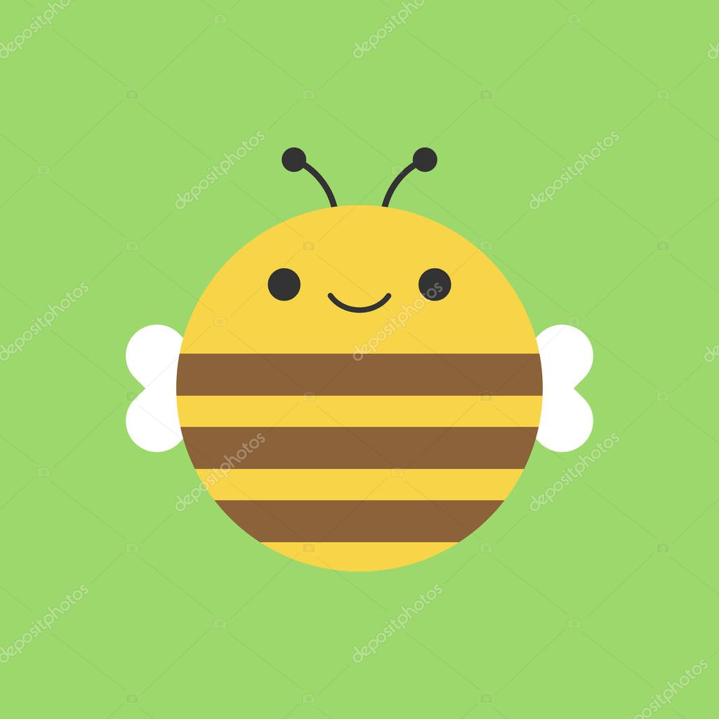 Cute Bee Round Vector Graphic Icon Striped Brown And Yellow Bee Insect Animal Face Body Illustration Isolated On Green Background Premium Vector In Adobe Illustrator Ai Ai Format Encapsulated