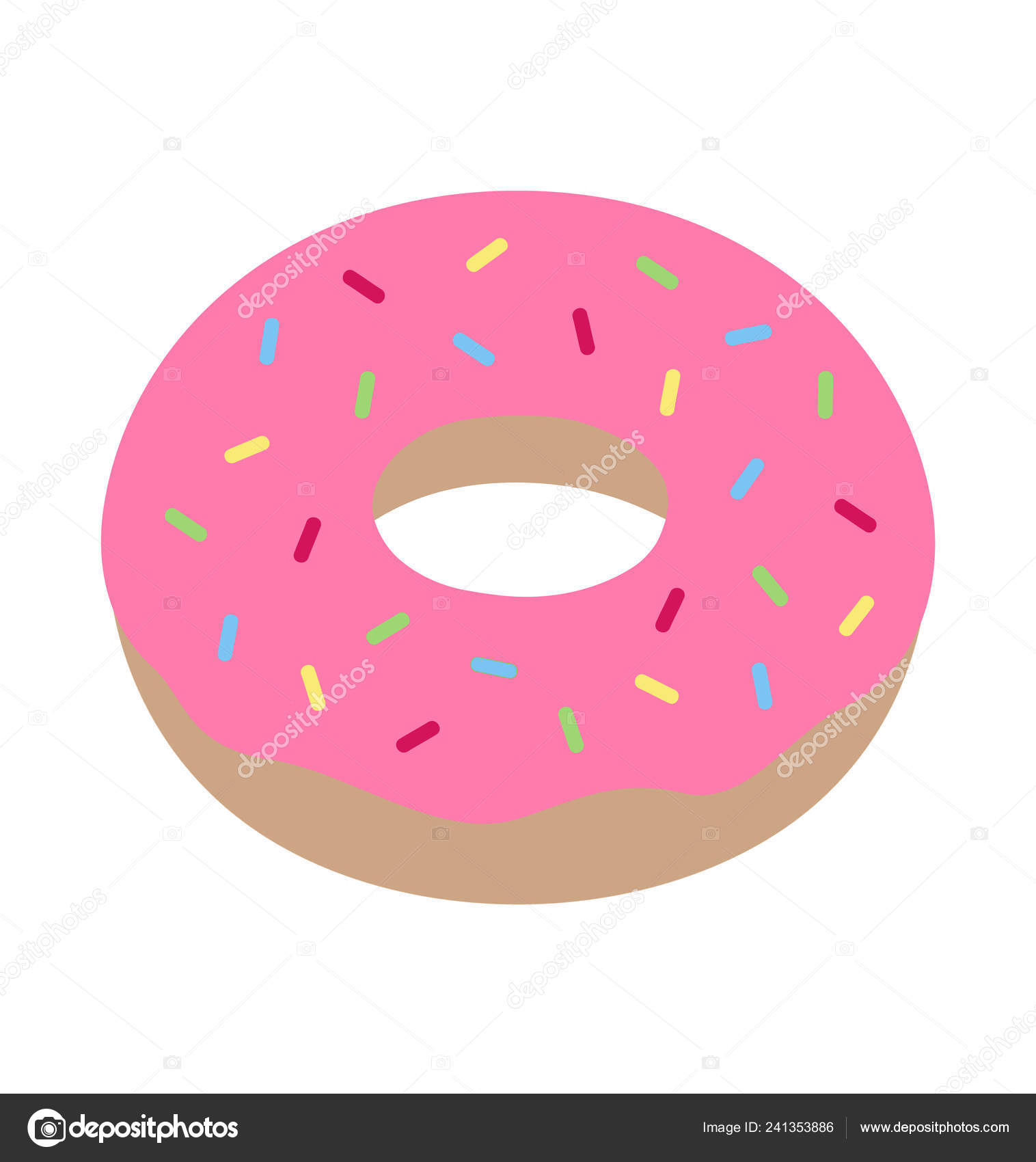 Cute Sweet Pink Doughnut Vector Illustration Doodle Hand Drawing ...