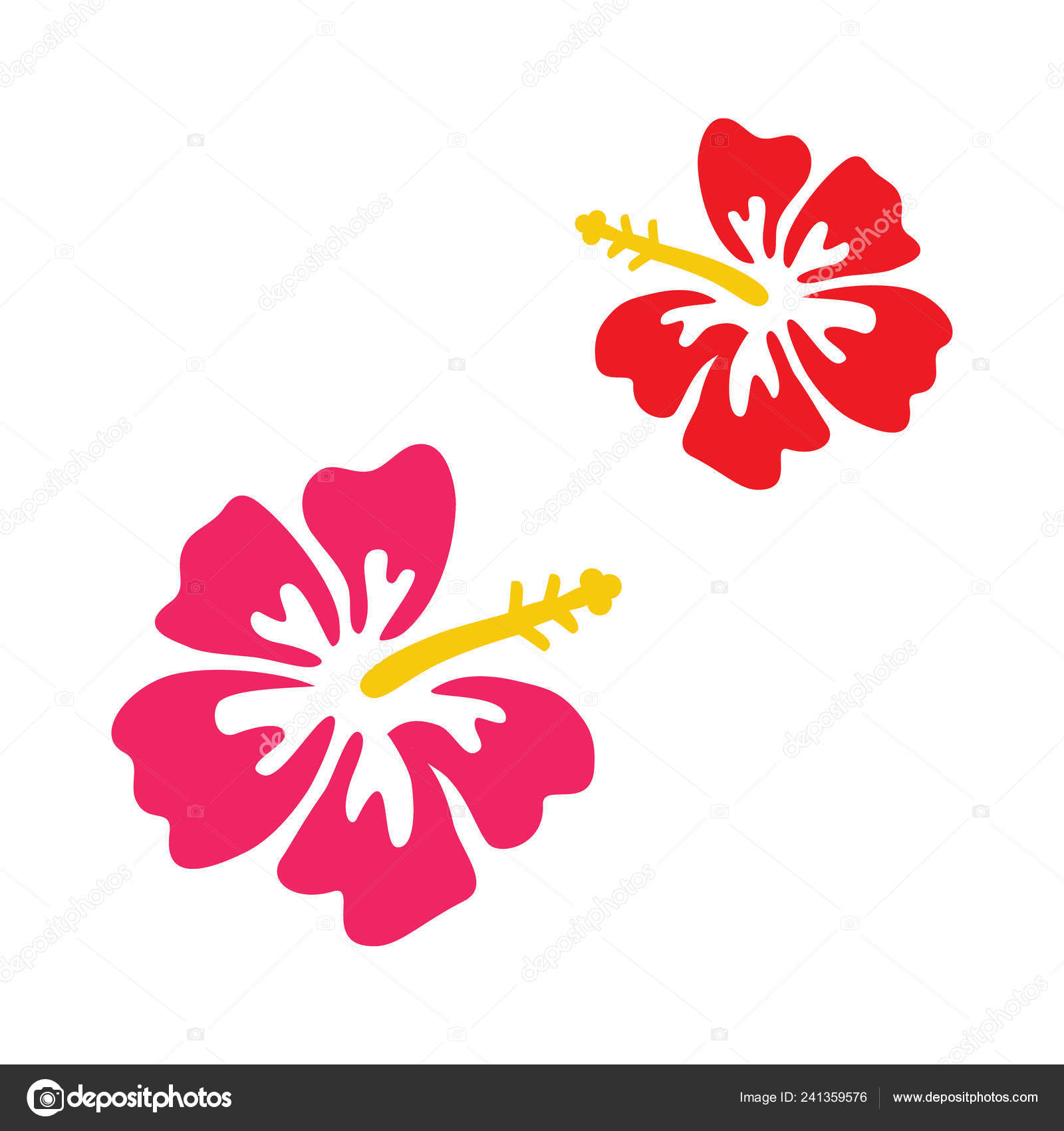 ピンクと赤のハイビスカスベクトルグラフィック 白い背景に孤立した2つのハイビスカスの花のセット ストックベクター C Kiki Vagnerova Gmail Com