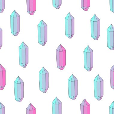 Pastel renkli, el çizilmiş basit mineral, değerli taş, kristaller vektör Dikişsiz desen.