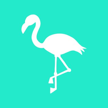 Beyaz Flamingo siluet ile Mint arka plan, yaz tropikal Flamingo vektör. 
