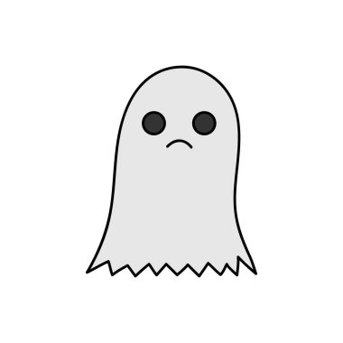 Sevimli elle çizilmiş ürkütücü hayalet vektör illüstrasyon. Cadılar Bayramı korkutucu beyaz Spook, izole.