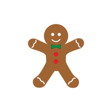 Gingerbread adam vektör grafik illüstrasyon, simge. Şeker krema ile süslenmiş tatlı ve sevimli zencefilli noel çerez.