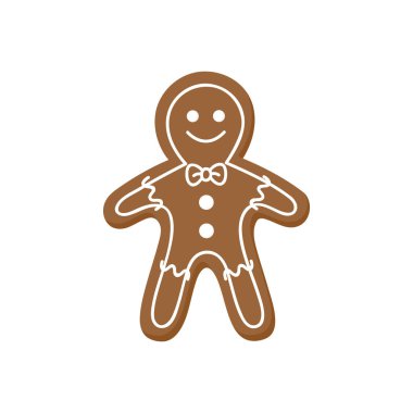 Gingerbread adam vektör grafik illüstrasyon simgesi. Şeker krema ile süslenmiş şenlikli, tatil tatlı ve sevimli zencefilli noel çerez.