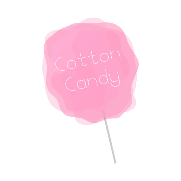 Caramelo Algodón Rosa Con Escritura Aislado Sobre Fondo Blanco Hilo — Vector de stock