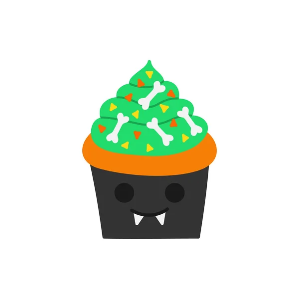 Cute Hand Getrokken Vampier Cupcake Vector Illustratie Halloween Thema Versierd — Stockvector