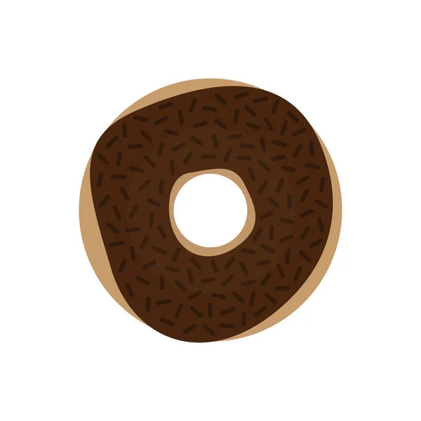 Sweet Chocolate Doughnut Vector Illustration Drawing Donut Chocolate Icing Chocolate — Stock Vector