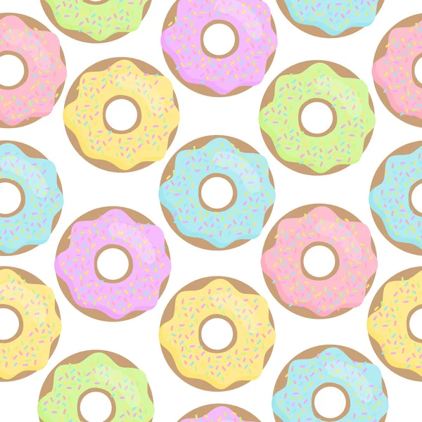 Lindo Patrón Inconsútil Vector Donut Colorido Rosquillas Heladas Azúcar Pastel — Vector de stock