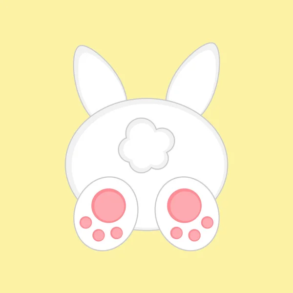 Милий Пасхальний Кролик Ззаду Ізольований Жовтому Тлі Білий Пасхальний Кролик — стоковий вектор