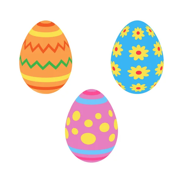 Coloridos Huevos Tradicionales Pascua Pintados Ilustración Gráfica Vectorial Conjunto Tres — Vector de stock