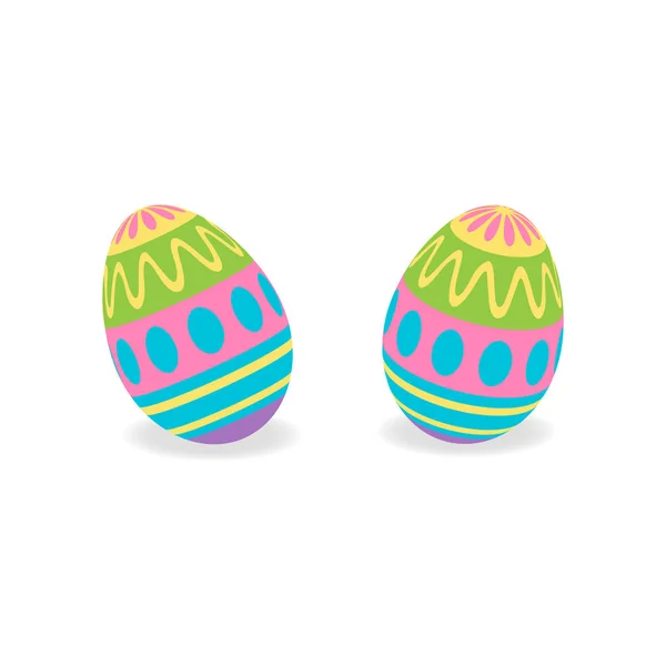 Coloridos Huevos Tradicionales Pascua Pintados Ilustración Gráfica Vectorial Conjunto Dos — Vector de stock