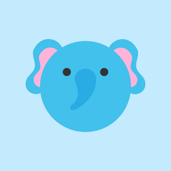 Bonito Elefante Azul Redondo Vetor Gráfico Ícone Cabeça Animal Elefante — Vetor de Stock