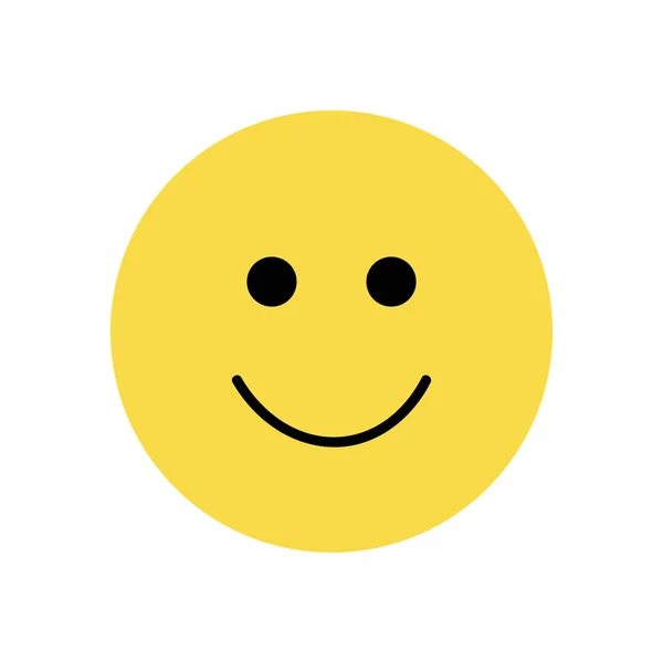 Prosta Emotikonka Smiley Twarz Żółty Uśmiechnięty Emotikon Czarnymi Oczami Usta — Wektor stockowy