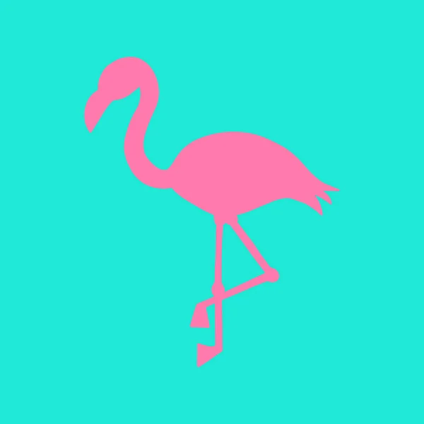 Pembe Flamingo Siluet Ile Mint Arka Plan Yaz Tropikal Flamingo — Stok Vektör