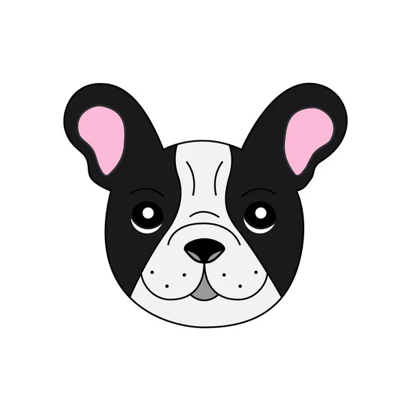 Söt Ljusgrå Fransk Bulldog Med Svarta Fläckar Vektor Illustration Frenchie — Stock vektor