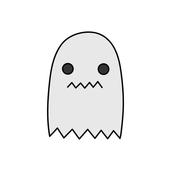 Niedlichen Handgezeichneten Gespenstischen Geistervektor Illustration Halloween Gruselig Weißer Spuk Isoliert — Stockvektor