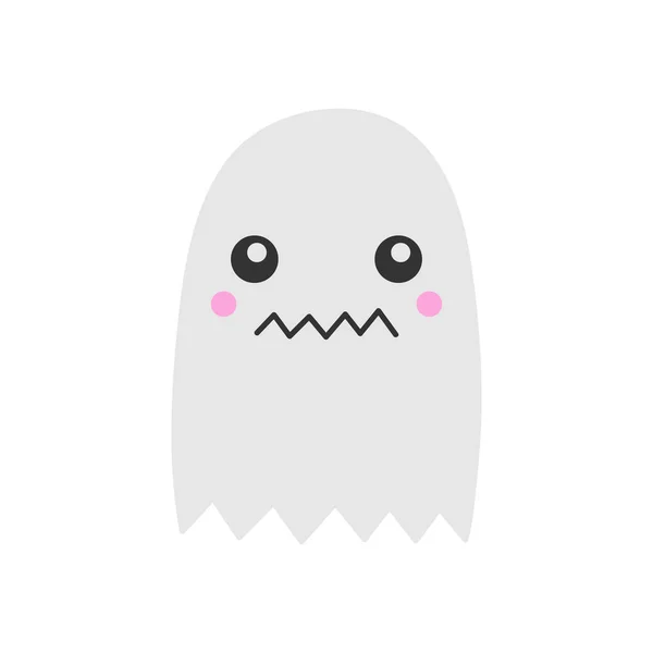 Niedlichen Handgezeichneten Gespenstischen Geistervektor Illustration Halloween Gruselig Weißer Spuk Isoliert — Stockvektor