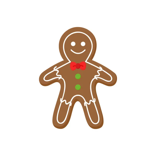 Pan Jengibre Hombre Vector Gráfico Icono Ilustración Galleta Navidad Festiva — Archivo Imágenes Vectoriales