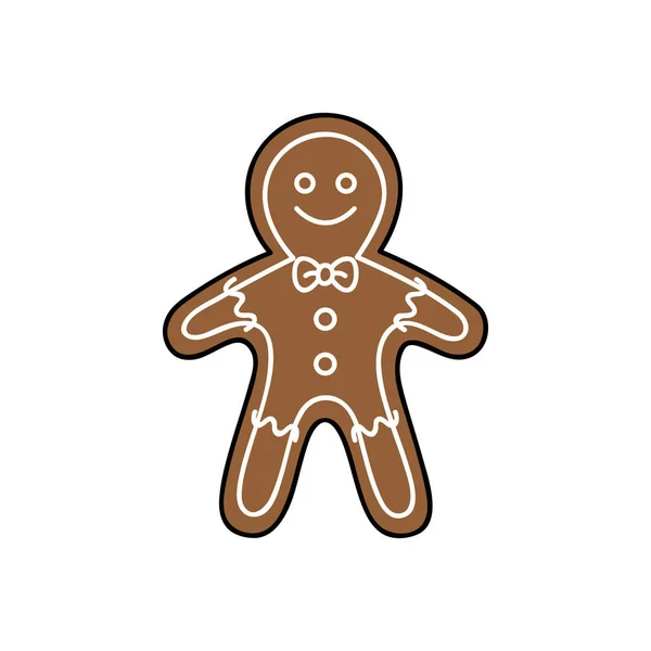 Gingerbread Adam Vektör Grafik Illüstrasyon Simgesi Özetlenen Şenlikli Tatil Tatlı — Stok Vektör